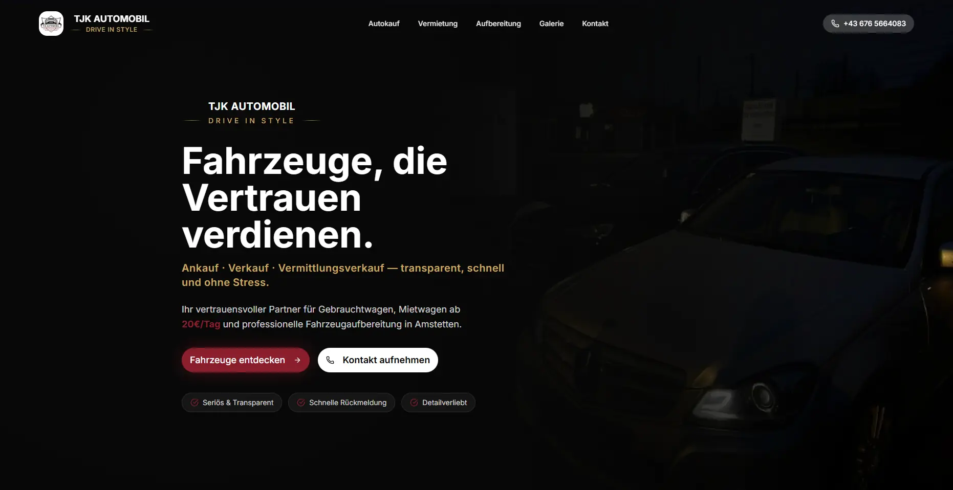 Vorschau: TJK Automobil Website